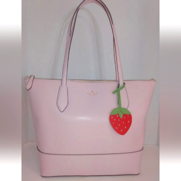 kate spade Handbags - NWOT Kate Spade Braelynn Pink Leather tote bag shoulder purse strawberry charm